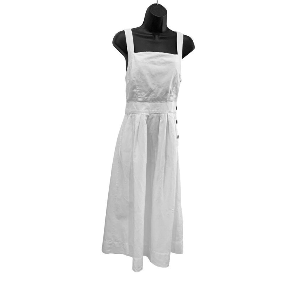 Gap dress halter or straps size 4 white pockets side buttons cotton linen